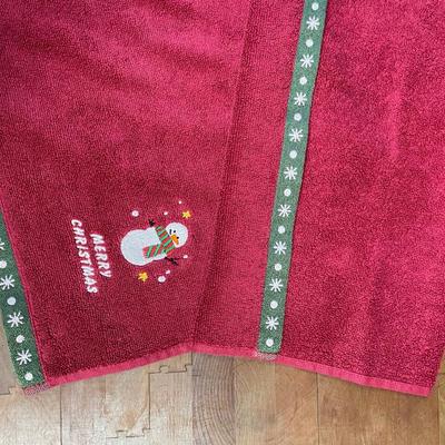 Christmas Snowman Red Kitchen Towel