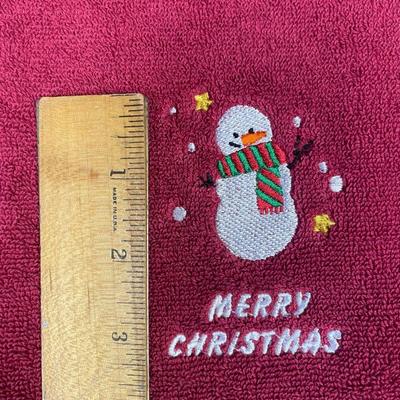 Christmas Snowman Red Kitchen Towel