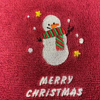 Christmas Snowman Red Kitchen Towel
