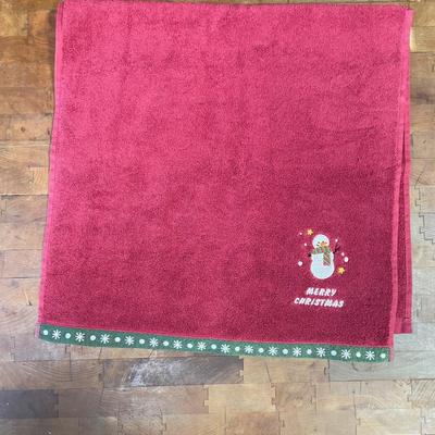 Christmas Snowman Red Kitchen Towel