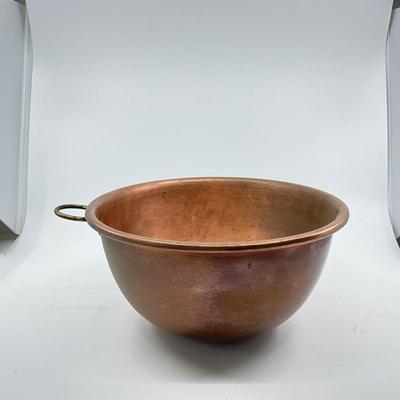 1337 Vintage Copper Mixing Bowl with Brass Hook