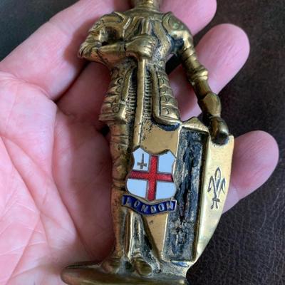 Large Brass Knight w Misc Medieval Cast Figurines