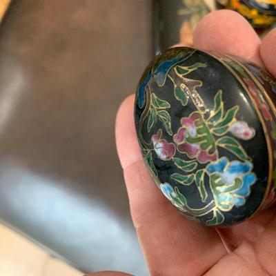 Black Lacquer Boxes & Enamel Trinket Box
