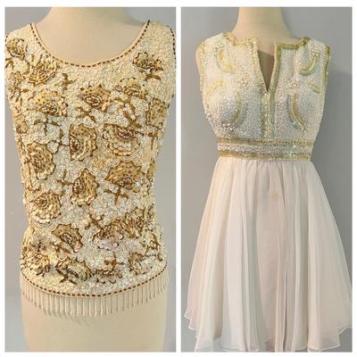 2 Vintage Beaded Clothes - Dress & Top