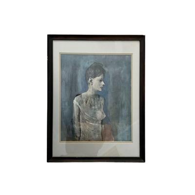 1347 Vintage 1940's Framed "Girl in a Chemise" Picasso Print
