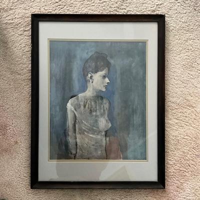 1347 Vintage 1940's Framed "Girl in a Chemise" Picasso Print