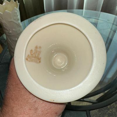 176 BELLEEK 2 VASES 8" PINEAPPLE + 6.5" LILIES OF VALLEY BROWN MARK IRELAND