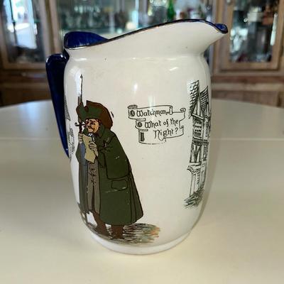 177 ANTIQUE 1902 PITCHER ROYAL DOULTON ENGLAND NIGHT WATCHMAN