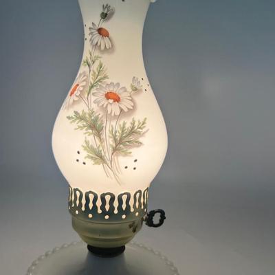 Vintage Milk Glass Hurricane Lamp