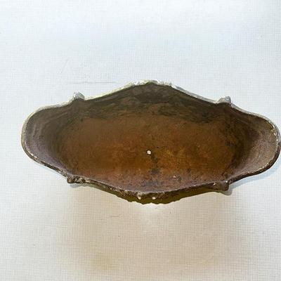 178 ANTIQUE CAST IRON PLANTER WITH IVY DECORATION 13"