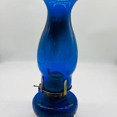 Vintage 50s Antique Cobalt Blue Glass Kerosene Oil Finger