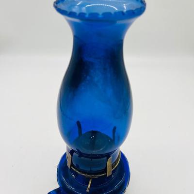 Vintage 50s Antique Cobalt Blue Glass Kerosene Oil Finger