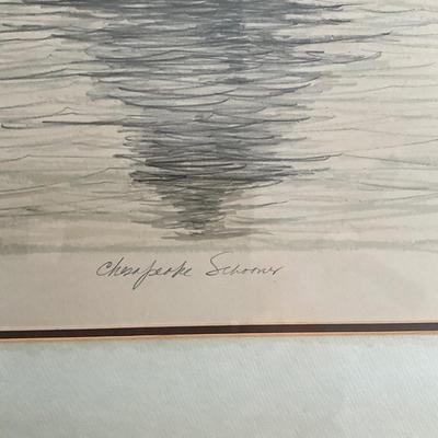 1348 Signed and Numbered "Chesapeake Schooner" Lithograph