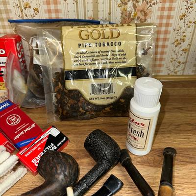 181 LOT TOBACCO 7 PIPES CLEANERS FILTERS TOOLS