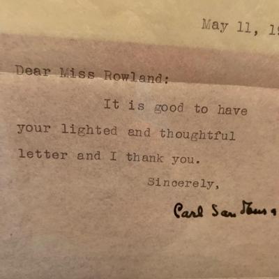 Carl Sandburg Autographed Letter