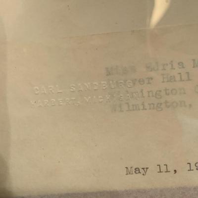 Carl Sandburg Autographed Letter