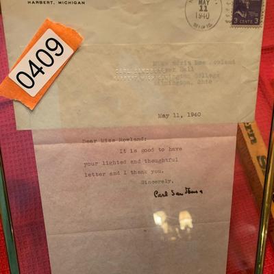Carl Sandburg Autographed Letter