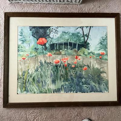 1352 Original Watercolor of Poppies in June by Sarah Willits