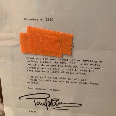 Paul Newman Signed Personal Letters
