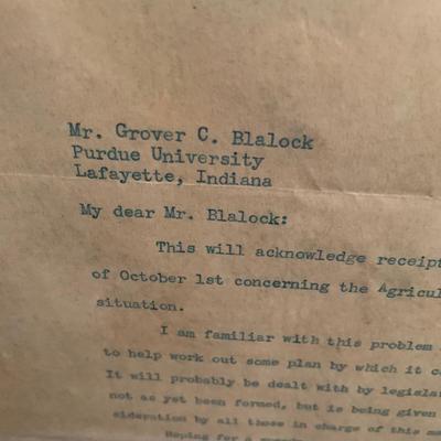 Senator Allen W Barnley Signed Letter