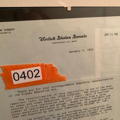 Signed Edward Kennedy Personal Letter