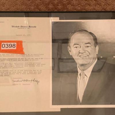 Hubert H Humphrey Signed Personal Letter