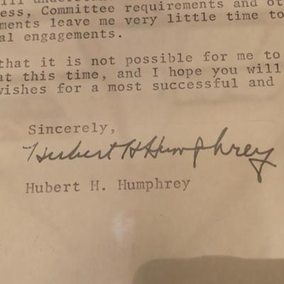 Hubert H Humphrey Signed Personal Letter