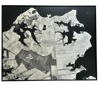 1357 1970's Black and White Ariel View of Oxford, MD. 21654