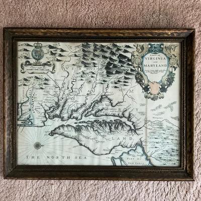 1358 Vintage Framed Talbot Co. Map Prints & VA. MD. Map Print