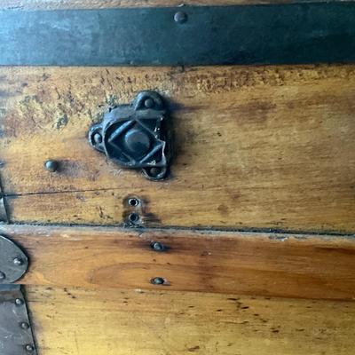 1361 Antique Flat Top Steamer Trunk