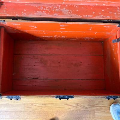 1361 Antique Flat Top Steamer Trunk