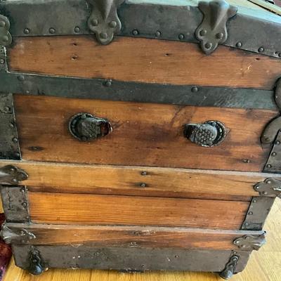 1362 Antique Flat Top Steamer Trunk