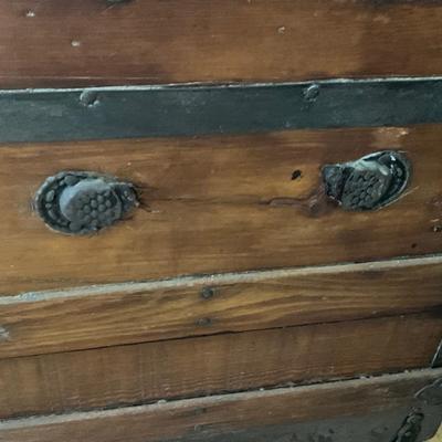 1362 Antique Flat Top Steamer Trunk