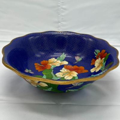 Large Chinese Vintage Cloisonne Bowl 10"