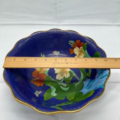 Large Chinese Vintage Cloisonne Bowl 10"