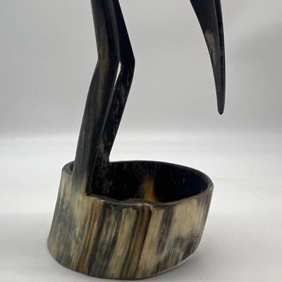 Hand Carved Bull Horn Heron
