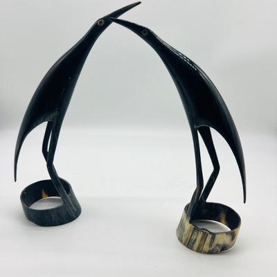 Hand Carved Bull Horn Heron