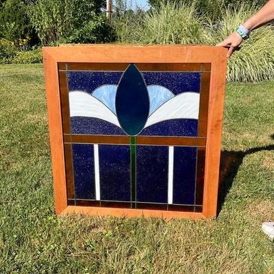 1370 Large Vintage Stained Glass Window from 'The Masthead" in Oxford, MD.