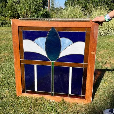 1370 Large Vintage Stained Glass Window from 'The Masthead" in Oxford, MD.