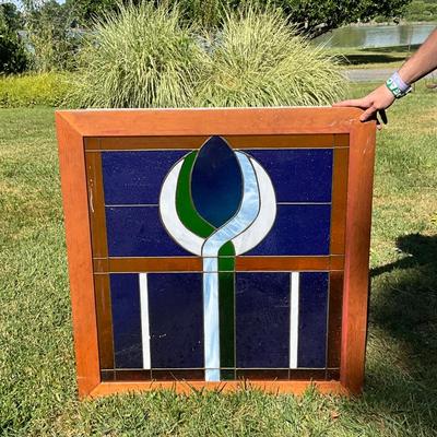 1371 Large Stained Glass Window from "The Masthead" in Oxford, MD.