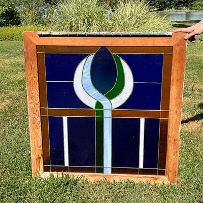 1371 Large Stained Glass Window from "The Masthead" in Oxford, MD.