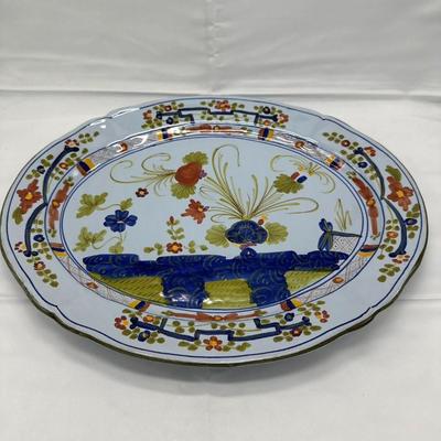 Vintage Garofano Faenza Carnation Large Platter 16 "