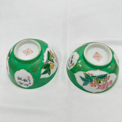 Pair of Chinese Famille Verte Bowls-1970s