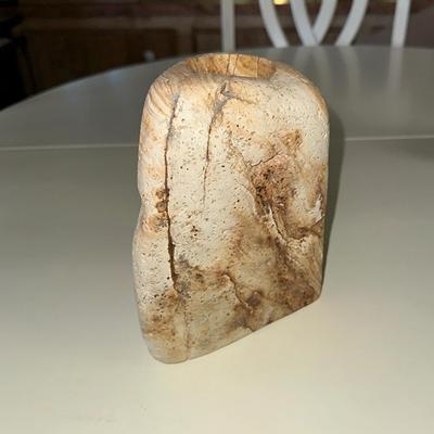 196 SANDSTONE VASE 3 SIDES 7.5" TALL.