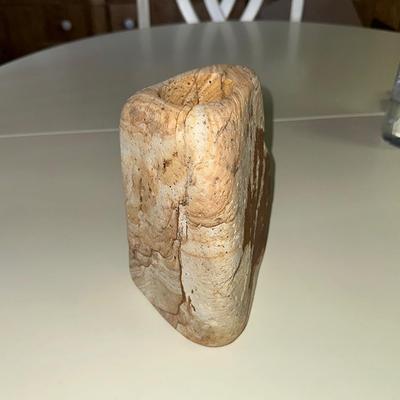196 SANDSTONE VASE 3 SIDES 7.5" TALL.