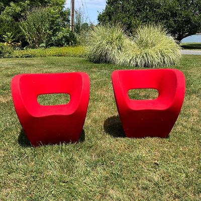 1380 Pair of Vintage 2000 Ron Arad Red Moroso Chairs