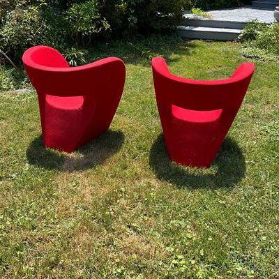 1380 Pair of Vintage 2000 Ron Arad Red Moroso Chairs