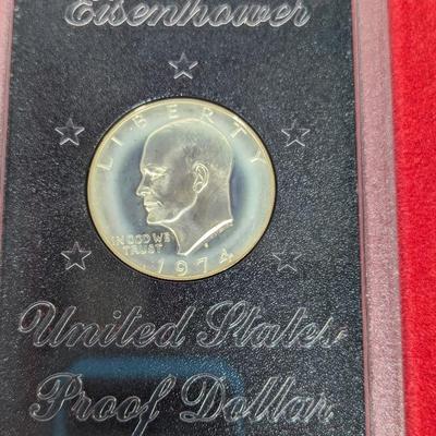 1974 S Eisenhower United States Proof Dollar Brown Box