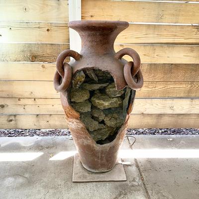 198 CLAY OIL JAR FOUNTAIN 3 HANDLES 36" TALL