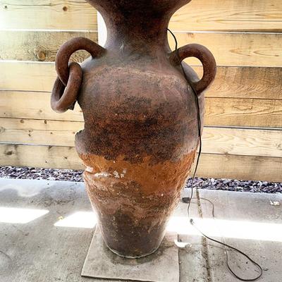 198 CLAY OIL JAR FOUNTAIN 3 HANDLES 36" TALL